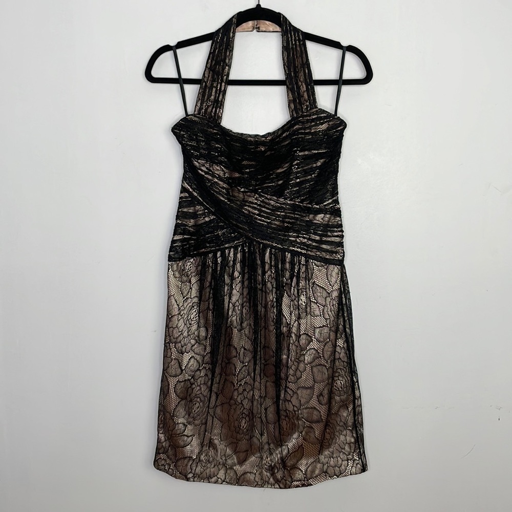 Jill Stuart cocktail lace halter neck dress